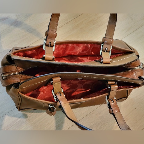 Coach Hamilton Burnished Glove Tanned Genuine Leather Satchel Handbag Like New - Picture 16 of 16